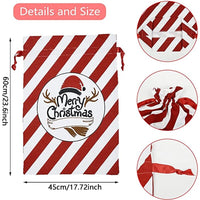 Thumbnail for Drawstring Santa Sacks: Large Christmas Gift Bags for Candy & Cookie Storage - Trendy Xmas Tree Ornament and Festive Decor