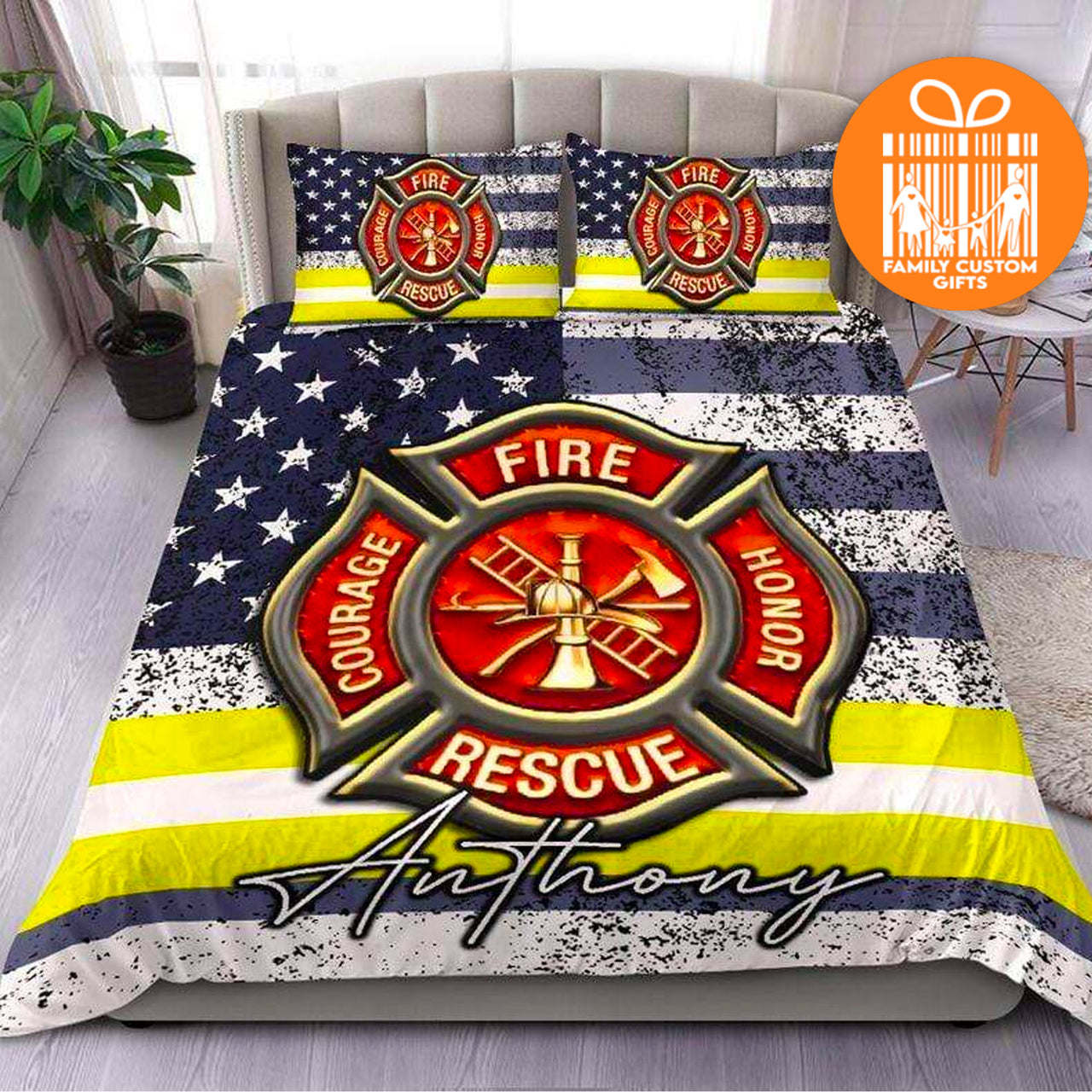 Comforter Proud American Firefighter Custom Bedding Set for Kids Teens Adult Personalized Premium Bed Set