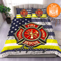 Thumbnail for Comforter Proud American Firefighter Custom Bedding Set for Kids Teens Adult Personalized Premium Bed Set