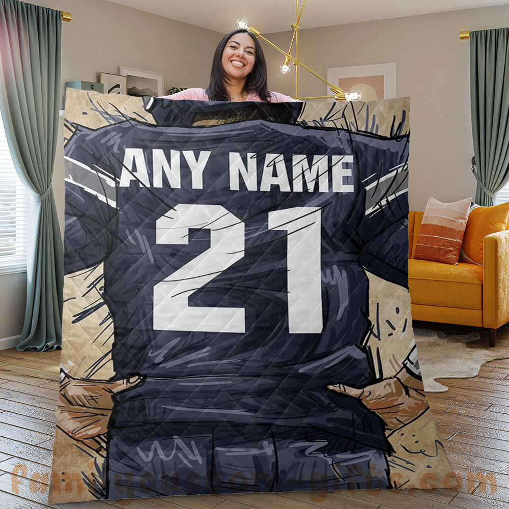 Custom Premium Quilt Blanket Dallas Jersey American Football Personalized Quilt Gifts for Her & Him