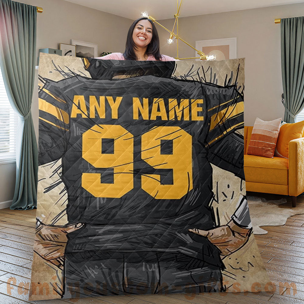 Custom Premium Quilt Blanket Pittsburgh Jersey American Football