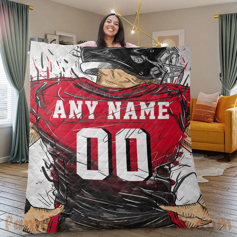 Custom Premium Quilt Blanket Atlanta Jersey American Football Personalized Quilt Gifts for Her & Him