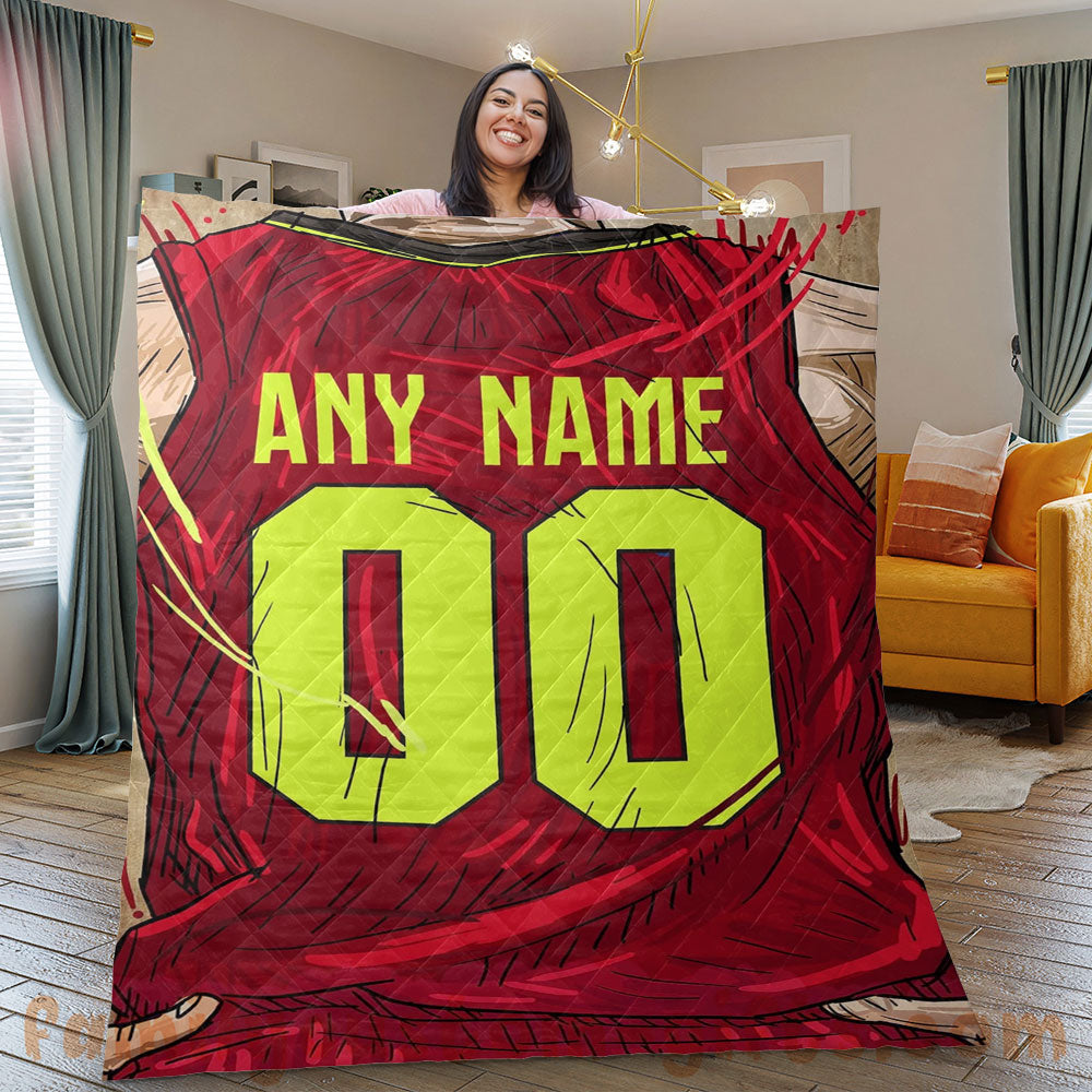 Custom Premium Quilt Blanket Atlanta Jersey Basketball Personalized Quilt Gifts for Her & Him