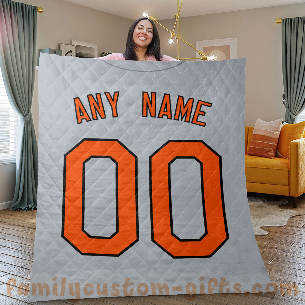 Custom Premium Quilt Blanket Baltimore Jersey Baseball  Personalized Quilt Gifts for Her & Him