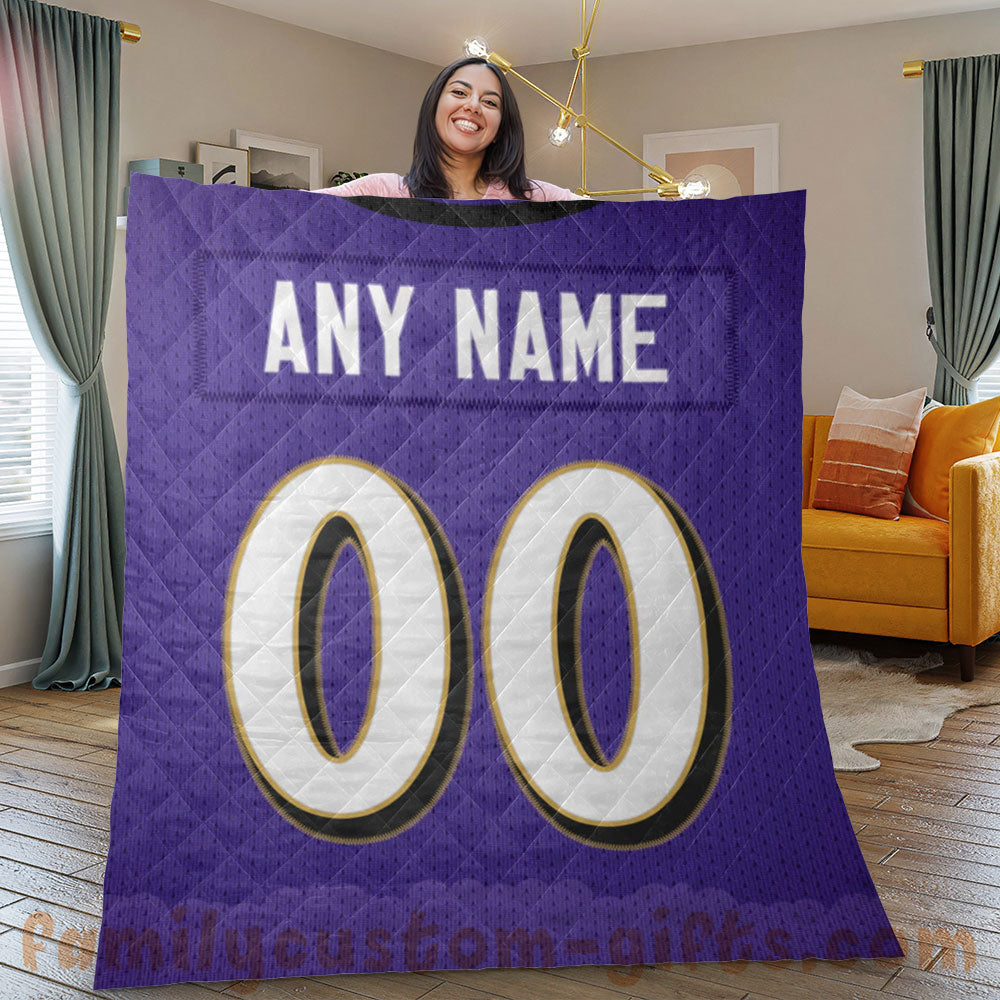 Custom Premium Quilt Blanket Baltimore Jersey American Football Personalized Quilt Gifts for Her & Him