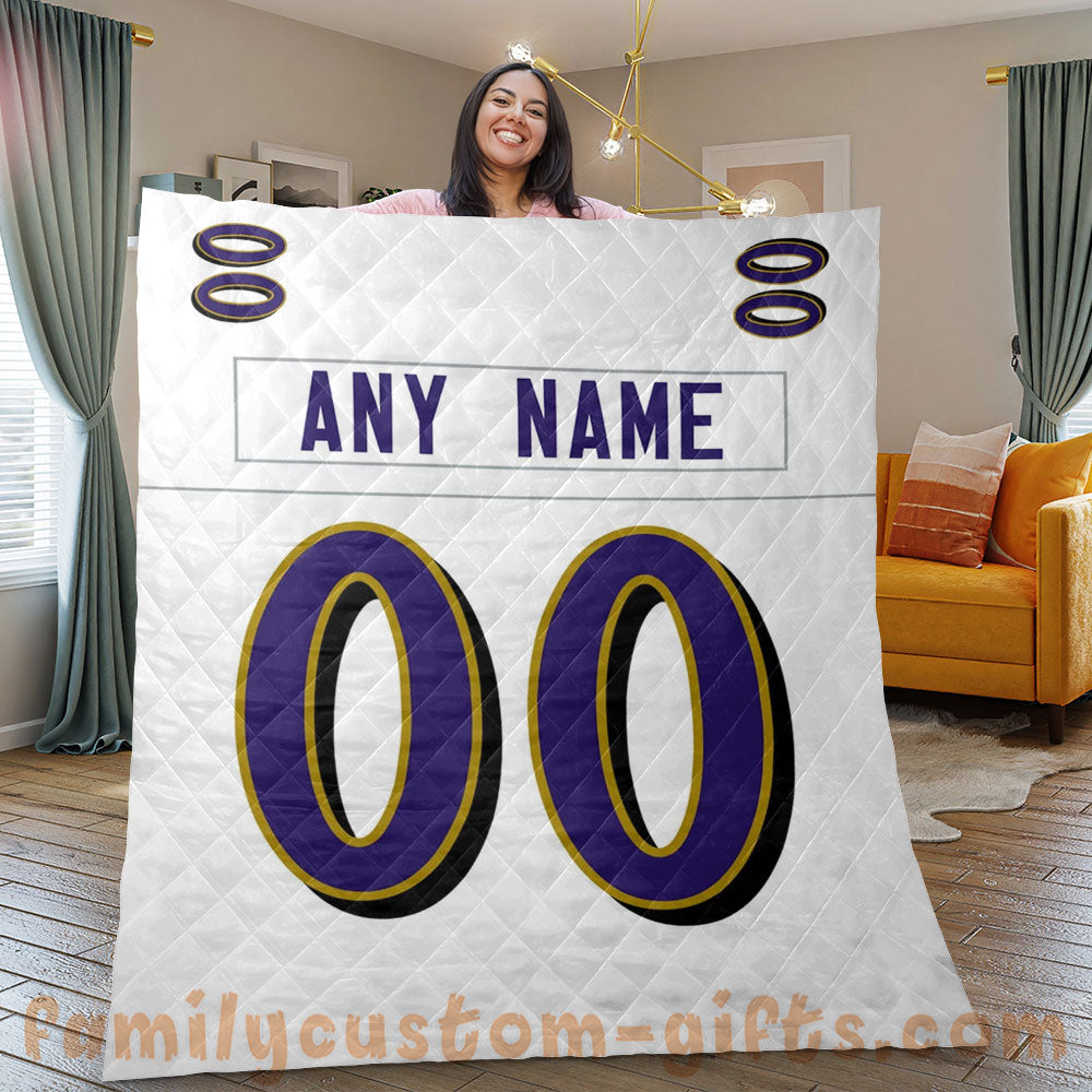 Custom Premium Quilt Blanket Baltimore Jersey American Football Personalized Quilt Gifts for Her & Him