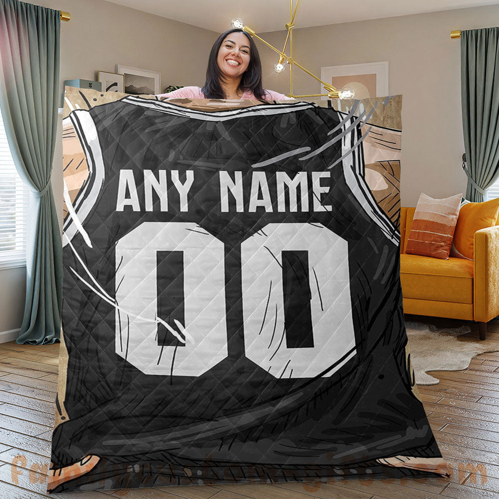 Custom Premium Quilt Blanket Brooklyn Jersey Basketball Personalized Quilt Gifts for Her & Him