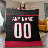 Thumbnail for Custom Premium Quilt Blanket Carolina Jersey Ice Hockey Personalized Quilt Gifts for Her & Him