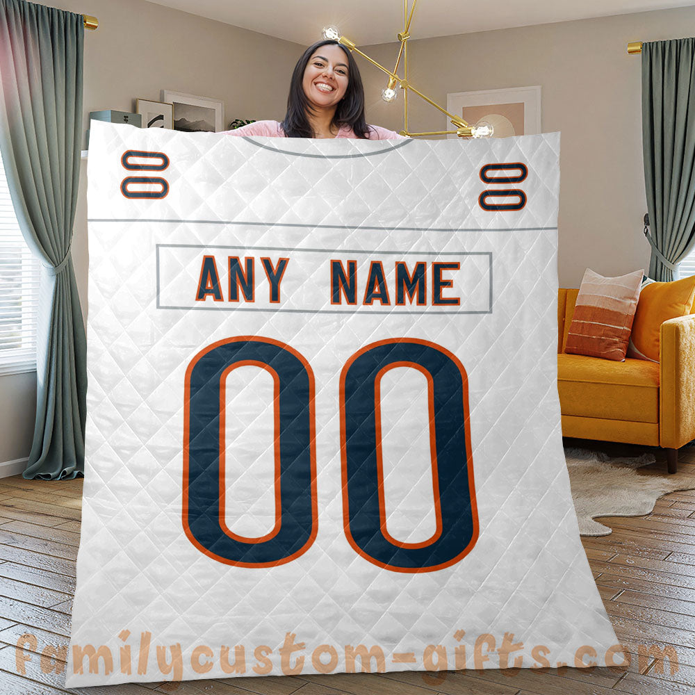 Custom Premium Quilt Blanket Chicago Jersey American Football Personalized Quilt Gifts for Her & Him