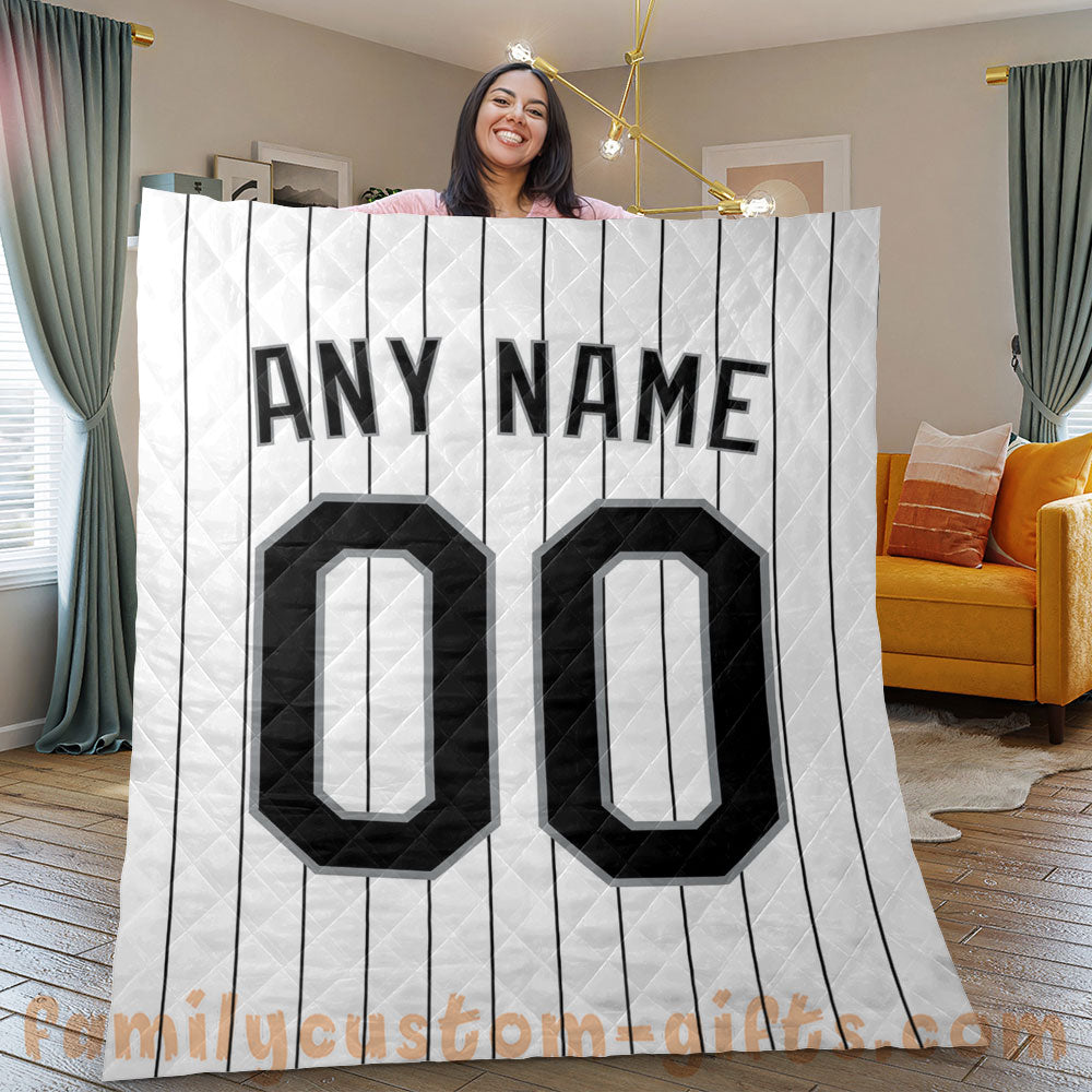 Custom Premium Quilt Blanket Chicago Jersey Baseball Personalized Quilt Gifts for Her & Him