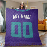 Thumbnail for Custom Premium Quilt Blanket Charlotte Jersey Basketball Personalized Quilt Gifts for Her & Him