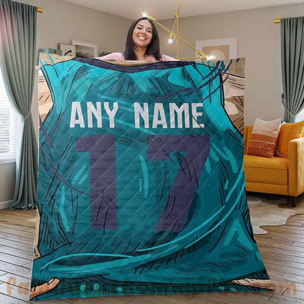 Custom Premium Quilt Blanket Charlotte Jersey Basketball Personalized Quilt Gifts for Her & Him