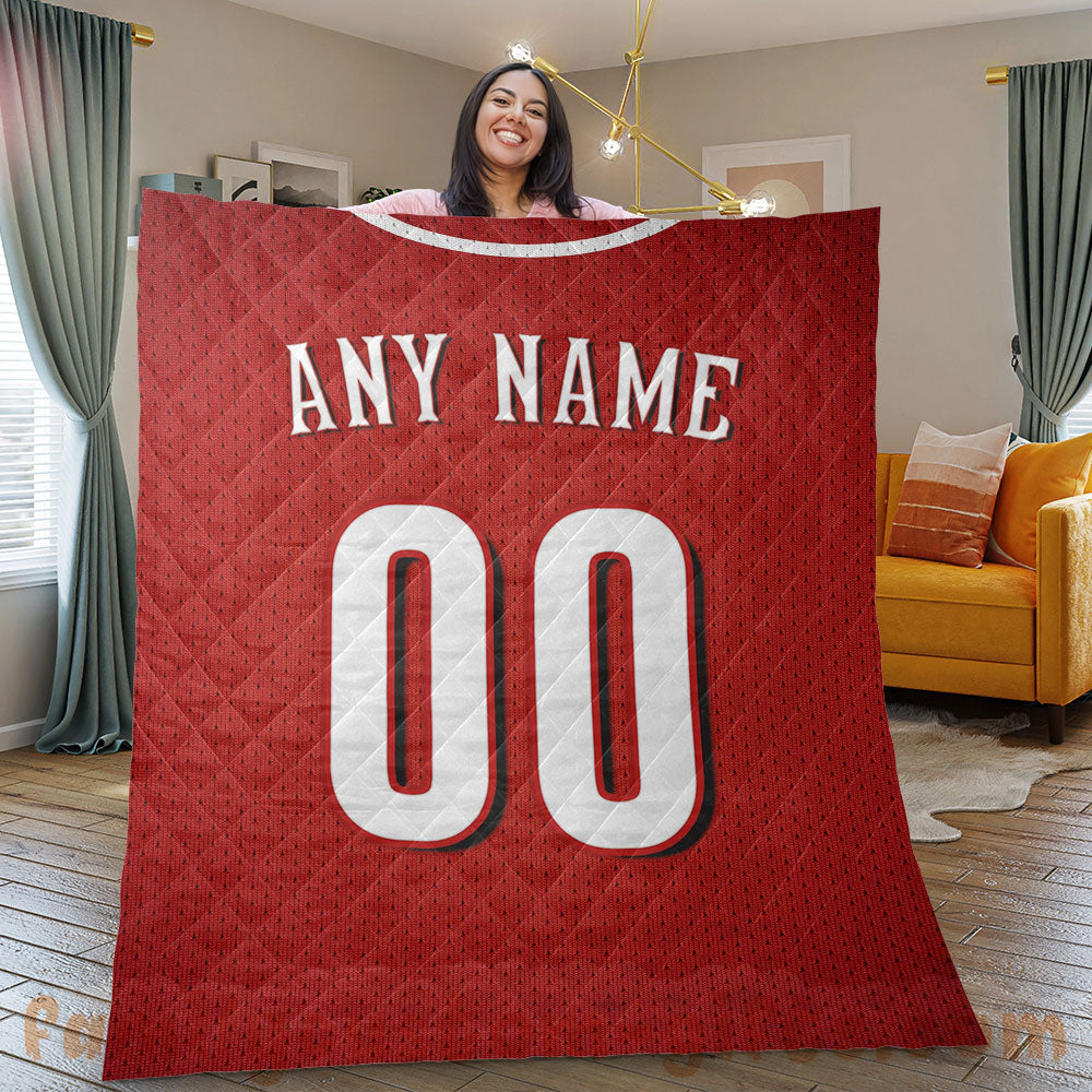 Custom Premium Quilt Blanket Cincinnati Jersey Baseball Personalized Quilt Gifts for Her & Him