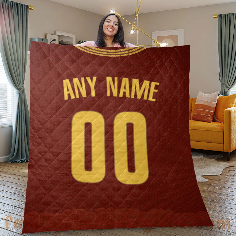 Custom Premium Quilt Blanket Cleveland Jersey Basketball Personalized Quilt Gifts for Her & Him