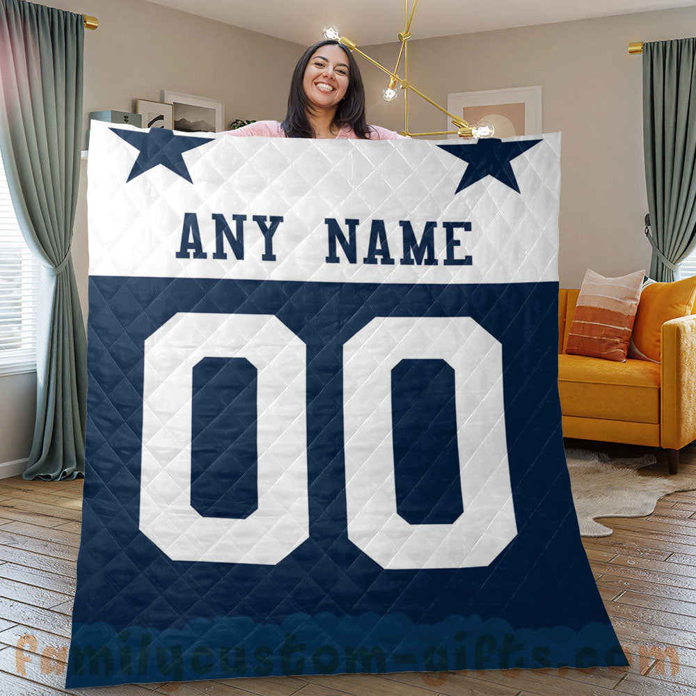 Custom Premium Quilt Blanket Dallas Jersey American Football Personalized Quilt Gifts for Her & Him