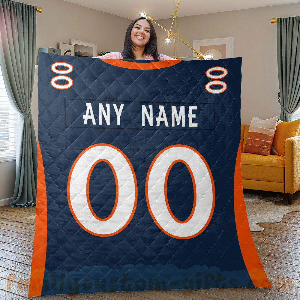 Custom Premium Quilt Blanket Denver Jersey American Football Personalized Quilt Gifts for Her & Him