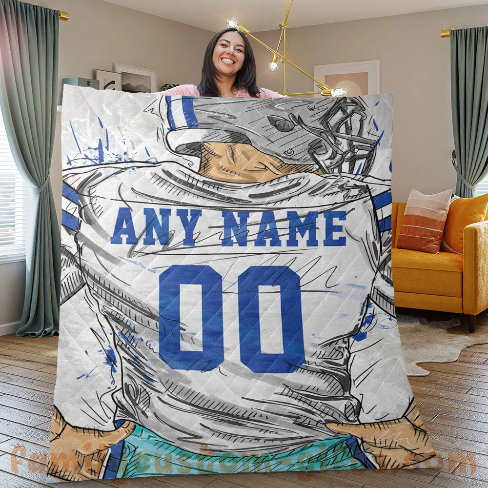 Custom Premium Quilt Blanket Dallas Jersey American Football Personalized Quilt Gifts for Her & Him