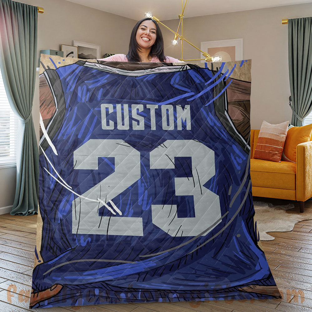 Custom Premium Quilt Blanket Dallas Jersey Basketball Personalized Quilt Gifts for Her & Him