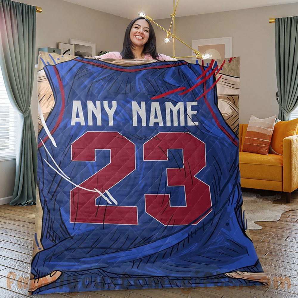 Custom Premium Quilt Blanket Detroit Jersey Basketball Personalized Quilt Gifts for Her & Him