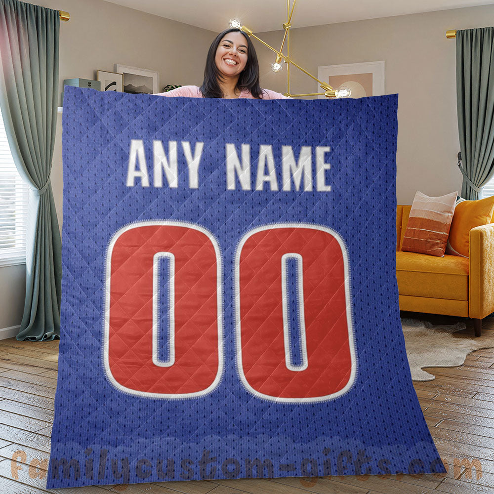 Custom Premium Quilt Blanket Detroit Jersey Basketball Personalized Quilt Gifts for Her & Him