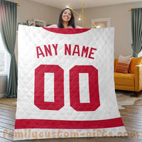 Thumbnail for Custom Premium Quilt Blanket Detroit Jersey Ice Hockey Personalized Quilt Gifts for Her & Him