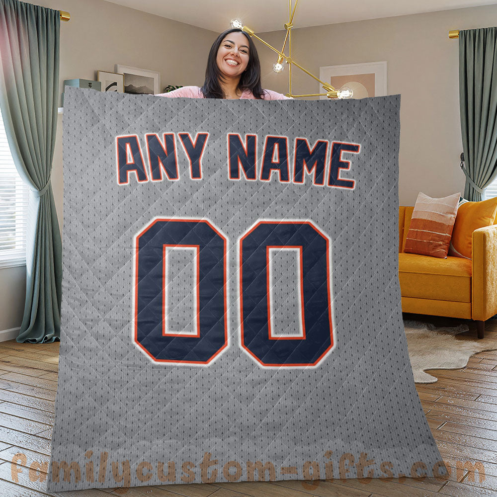 Custom Premium Quilt Blanket Detroit Jersey Baseball Personalized Quilt Gifts for Her & Him