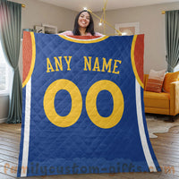 Thumbnail for Custom Premium Quilt Blanket Golden State Jersey Basketball Personalized Quilt Gifts for Her & Him