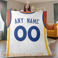 Thumbnail for Custom Premium Quilt Blanket Golden State Jersey Basketball Personalized Quilt Gifts for Her & Him