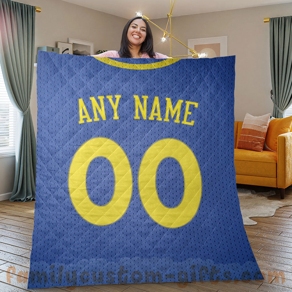 Custom Premium Quilt Blanket Golden State Jersey Basketball Personalized Quilt Gifts for Her & Him
