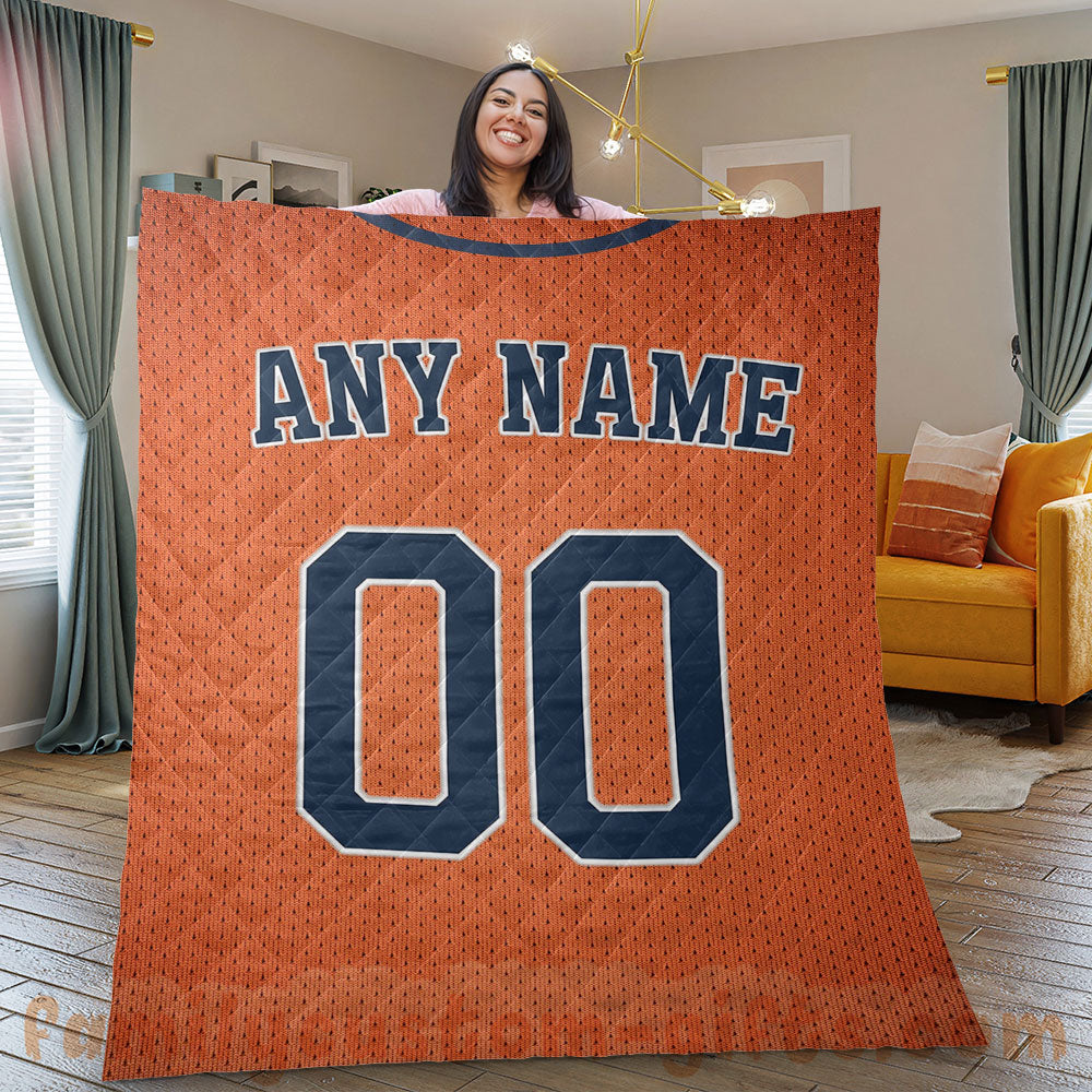 Custom Premium Quilt Blanket Houston Jersey Baseball Personalized Quilt Gifts for Her & Him