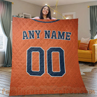 Thumbnail for Custom Premium Quilt Blanket Houston Jersey Baseball Personalized Quilt Gifts for Her & Him