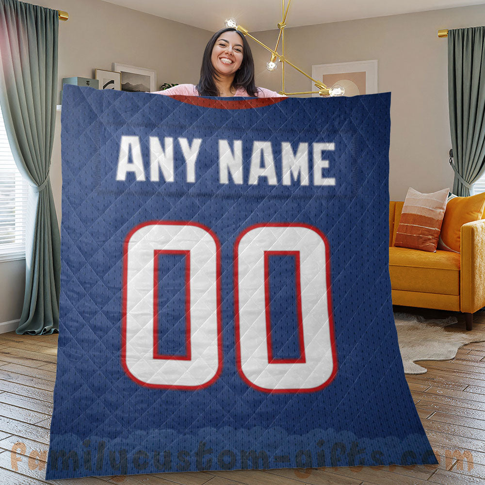 Custom Premium Quilt Blanket Houston Jersey American Football Personalized Quilt Gifts for Her & Him