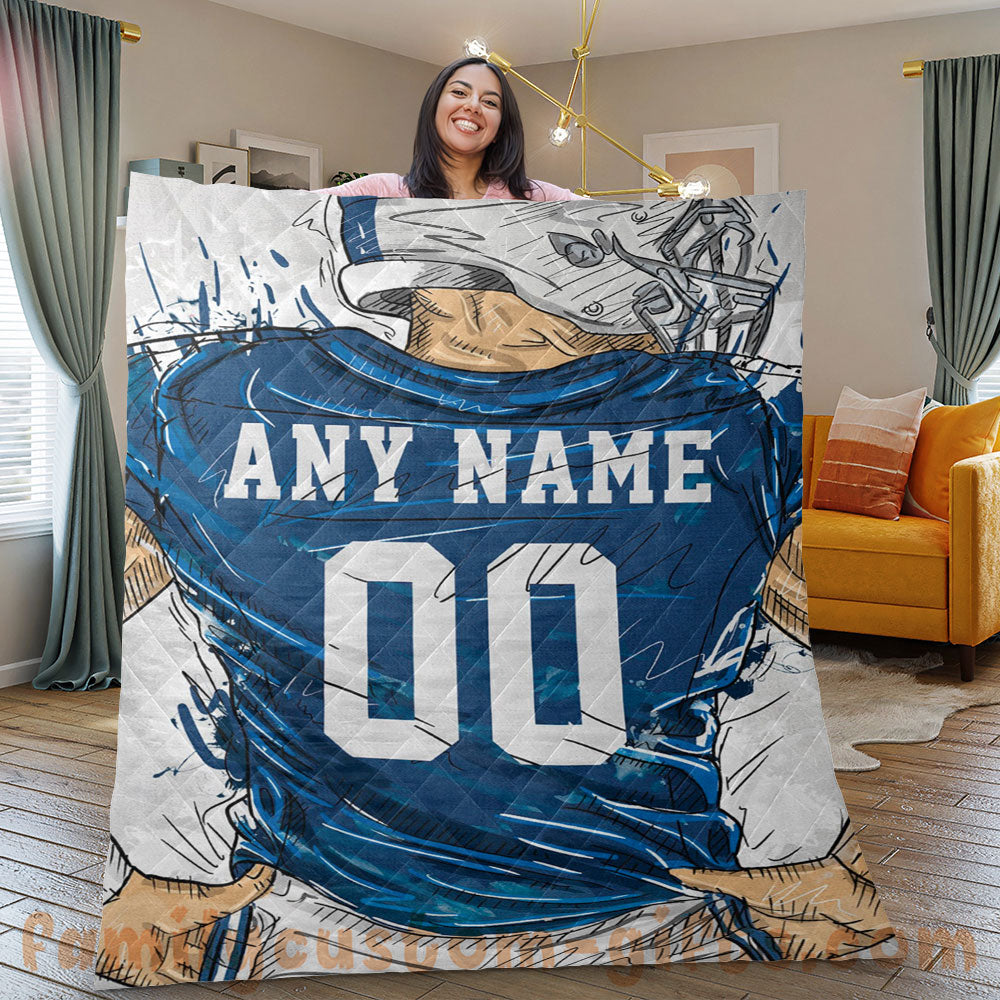 Custom Premium Quilt Blanket Indianapolis Jersey American Football Personalized Quilt Gifts for Her & Him