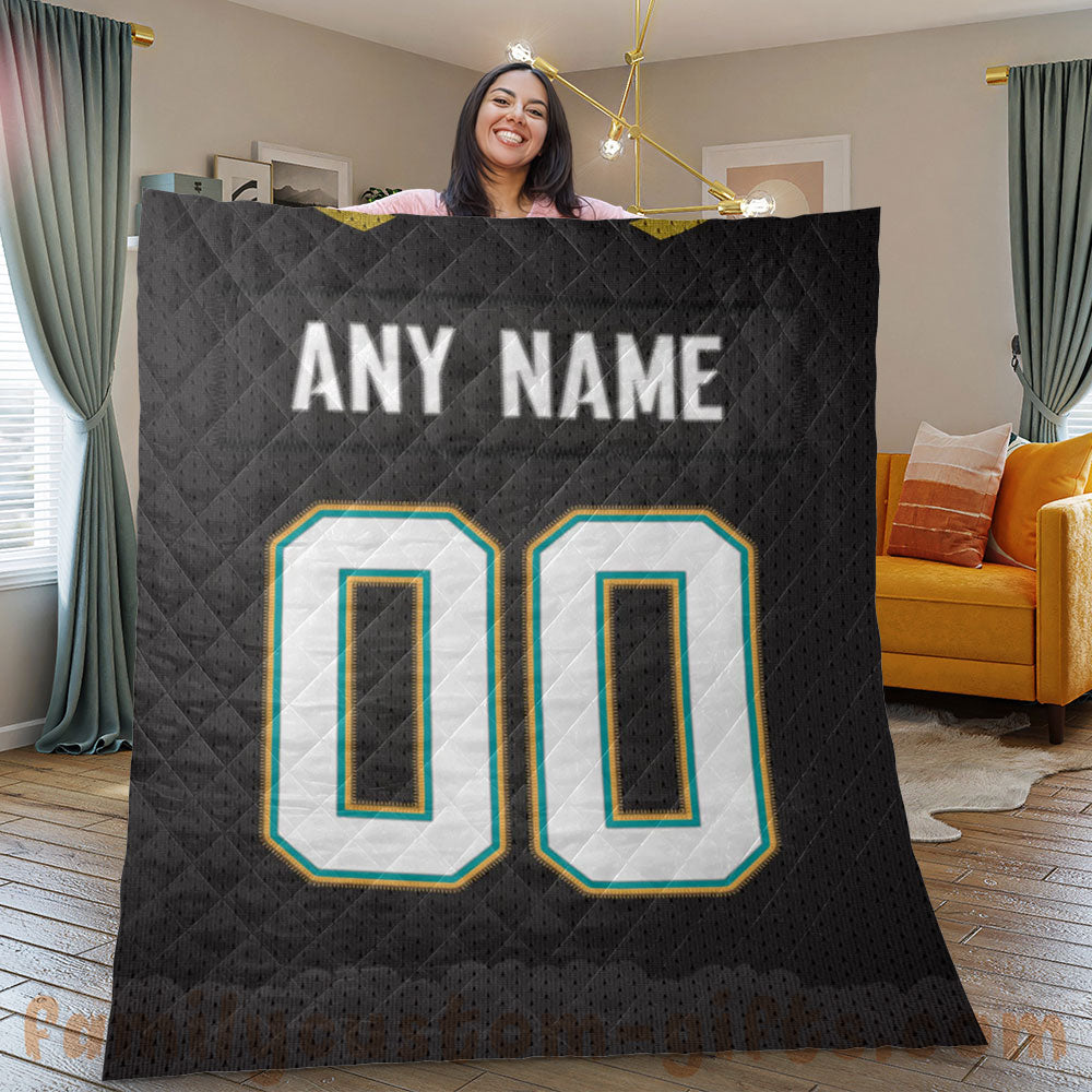 Custom Premium Quilt Blanket Jacksonville Jersey American Football Personalized Quilt Gifts for Her & Him