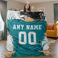 Thumbnail for Custom Premium Quilt Blanket Jacksonville Jersey American Football Personalized Quilt Gifts for Her & Him