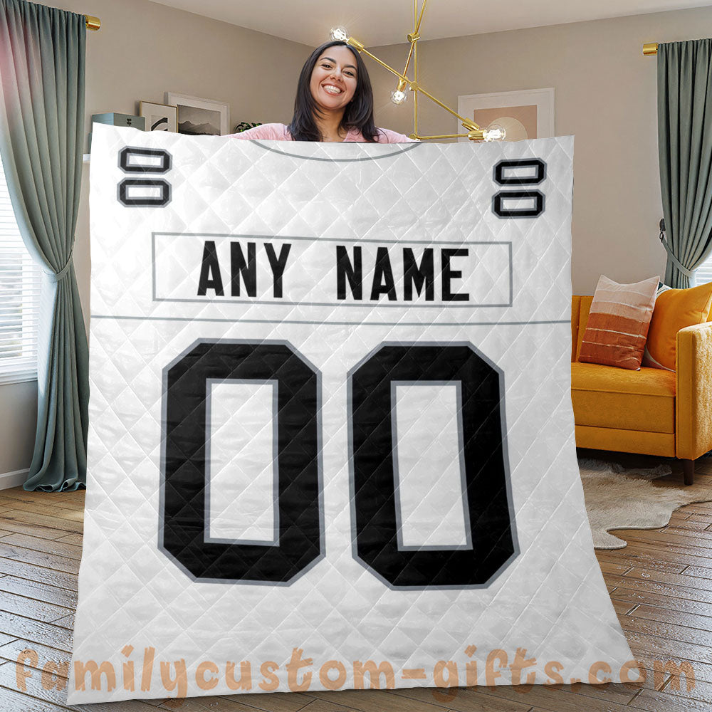 Custom Premium Quilt Blanket Las Vegas Jersey American Football Personalized Quilt Gifts for Her & Him