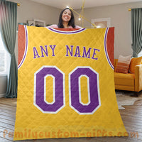 Thumbnail for Custom Premium Quilt Blanket Los Angeles Jersey Basketball Personalized Quilt Gifts for Her & Him