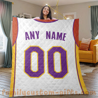 Thumbnail for Custom Premium Quilt Blanket Los Angeles Jersey Basketball Personalized Quilt Gifts for Her & Him