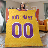 Thumbnail for Custom Premium Quilt Blanket Los Angeles Jersey Basketball Personalized Quilt Gifts for Her & Him