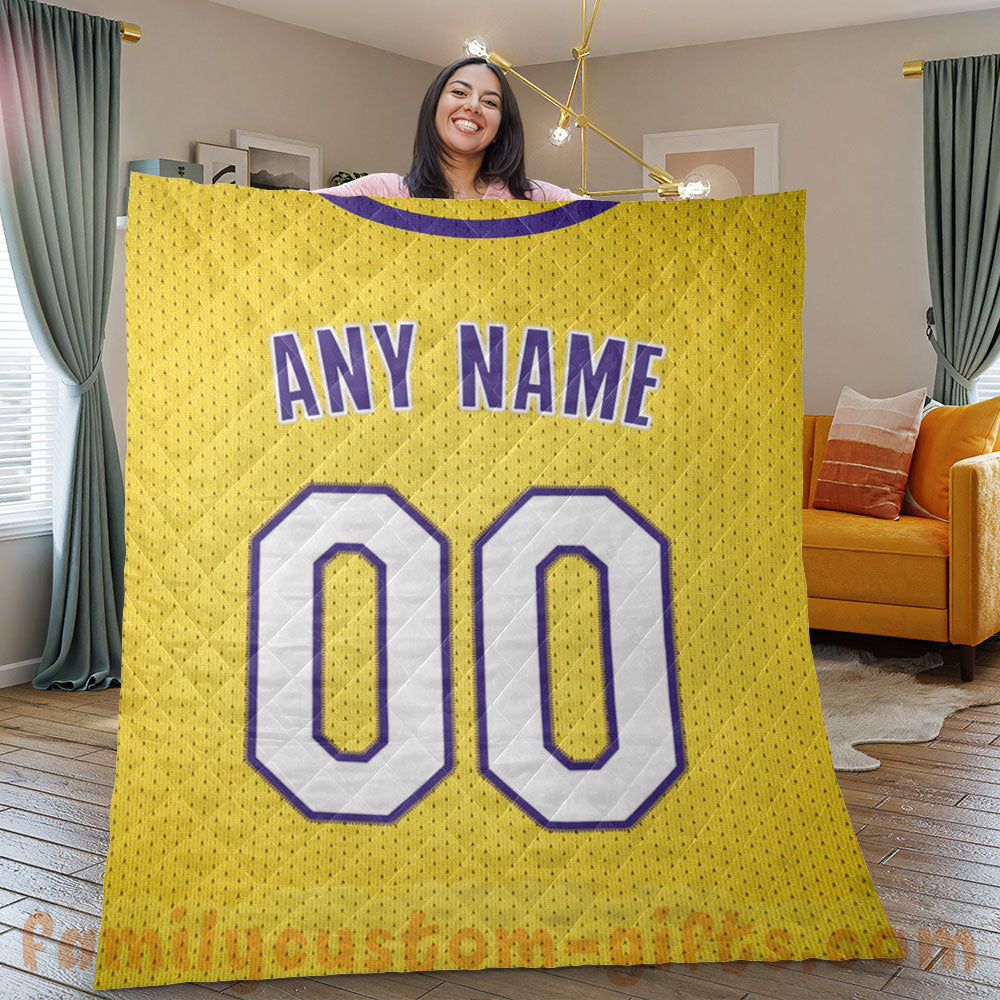 Custom Premium Quilt Blanket Los Angeles Jersey Basketball Personalized Quilt Gifts for Her & Him