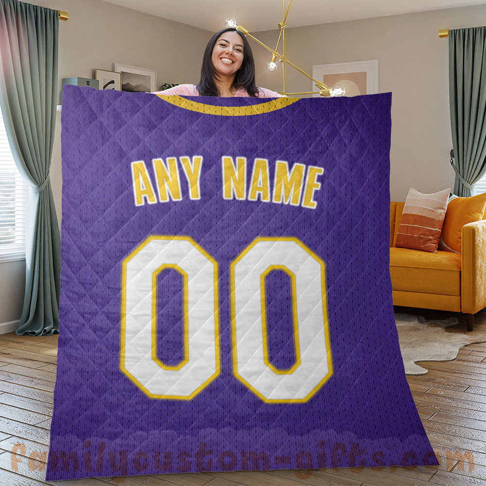 Custom Premium Quilt Blanket Los Angeles Jersey Basketball Personalized Quilt Gifts for Her & Him