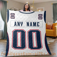 Thumbnail for Custom Premium Quilt Blanket New England Jersey American Football Personalized Quilt Gifts for Her & Him