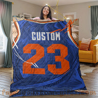 Thumbnail for Custom Premium Quilt Blanket New York Jersey Basketball Personalized Quilt Gifts for Her & Him