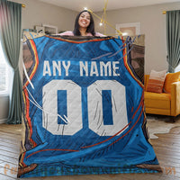 Thumbnail for Custom Premium Quilt Blanket Oklahoma City Jersey Basketball Personalized Quilt Gifts for Her & Him