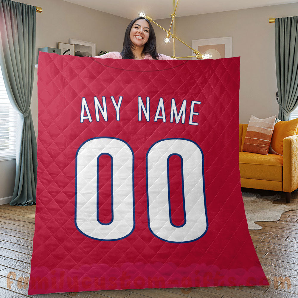 Custom Premium Quilt Blanket Philadelphia Jersey Baseball Personalized Quilt Gifts for Her & Him