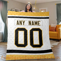 Thumbnail for Custom Premium Quilt Blanket Pittsburgh Jersey Ice Hockey Personalized Quilt Gifts for Her & Him