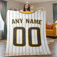 Thumbnail for Custom Premium Quilt Blanket San Diego Jersey Baseball Personalized Quilt Gifts for Her & Him