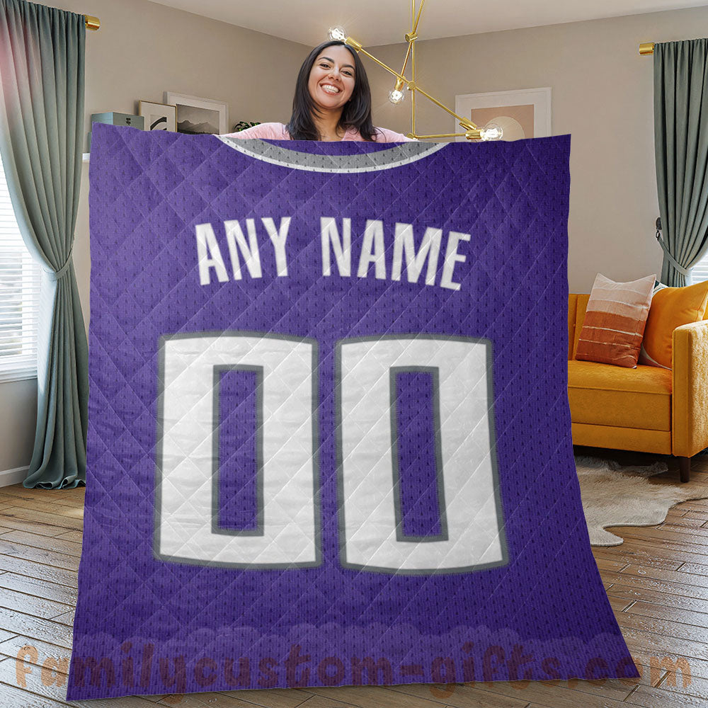 Custom Premium Quilt Blanket Sacramento Jersey Basketball Personalized Quilt Gifts for Her & Him