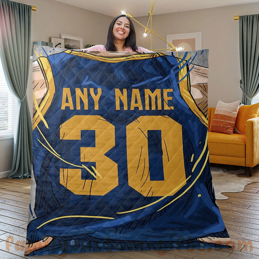 Custom Premium Quilt Blanket San Francisco Jersey Basketball Personalized Quilt Gifts for Her & Him