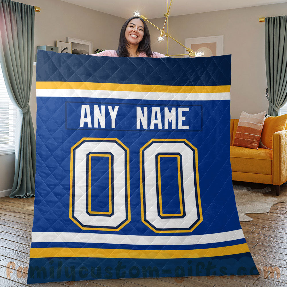 Custom Premium Quilt Blanket St. Louis Jersey Ice Hockey Personalized Quilt Gifts for Her & Him